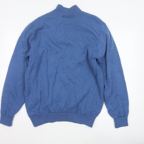 Glenmuir 1891 Men's Blue Wool Blend 1/2 Zip Jumper Size L
