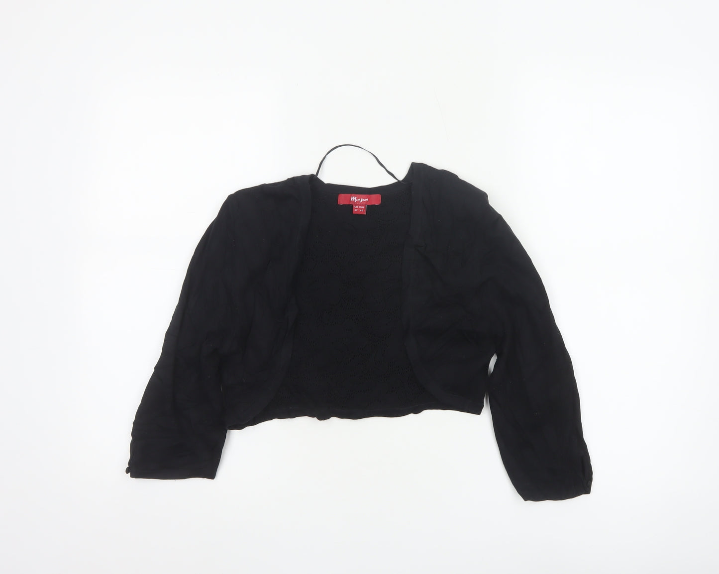 Monsoon Women's Black Shrug Cardigan Size 12 Cotton Blend
