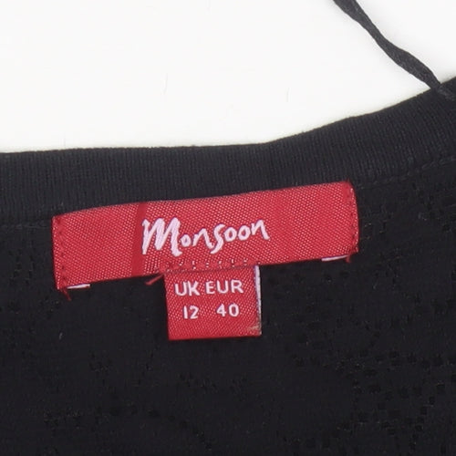Monsoon Women's Black Shrug Cardigan Size 12 Cotton Blend