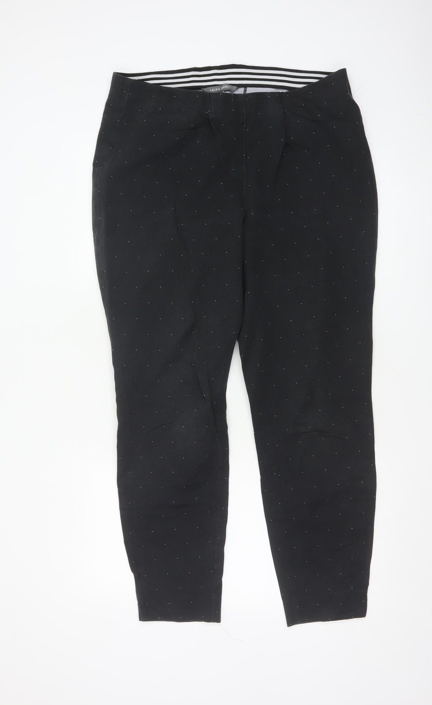 Laura Ashley Women's Black Polka Dot Tapered Stretch Trousers UK 18