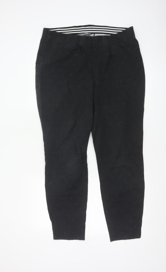 Laura Ashley Women's Black Polka Dot Tapered Stretch Trousers UK 18