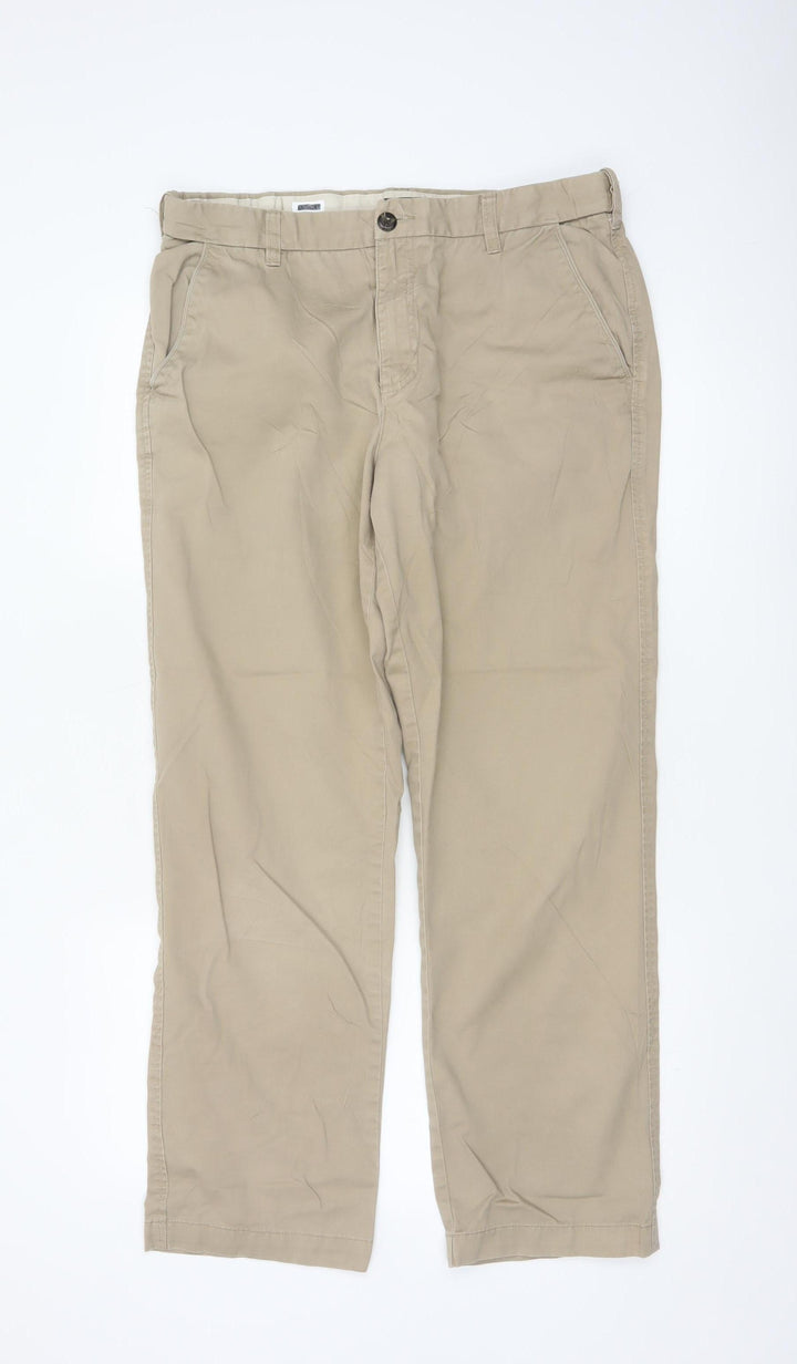 Lincoln Women Beige Chino Trousers Size 34R Cotton Straight Leg