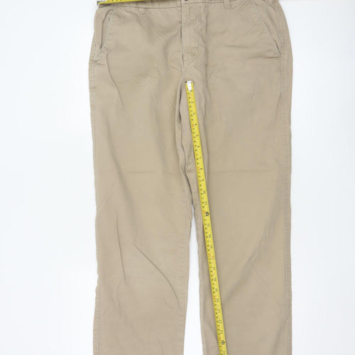 Lincoln Women Beige Chino Trousers Size 34R Cotton Straight Leg