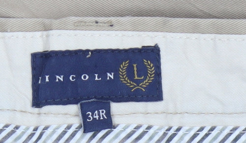 Lincoln Women Beige Chino Trousers Size 34R Cotton Straight Leg