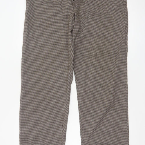 Ted Baker Men's Brown Check Chino Trousers 34R Straight Fit