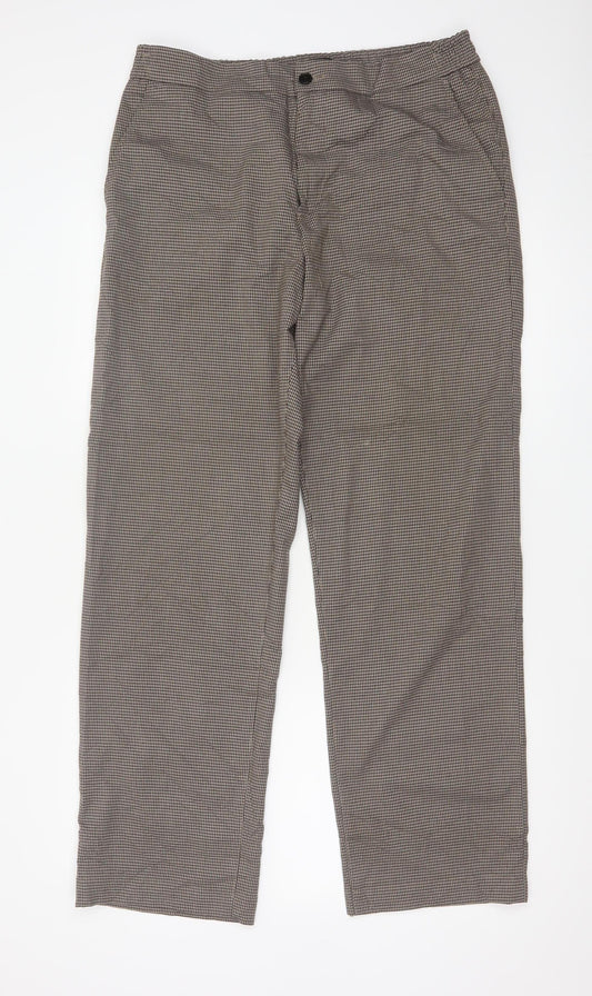 Ted Baker Men's Brown Check Chino Trousers 34R Straight Fit