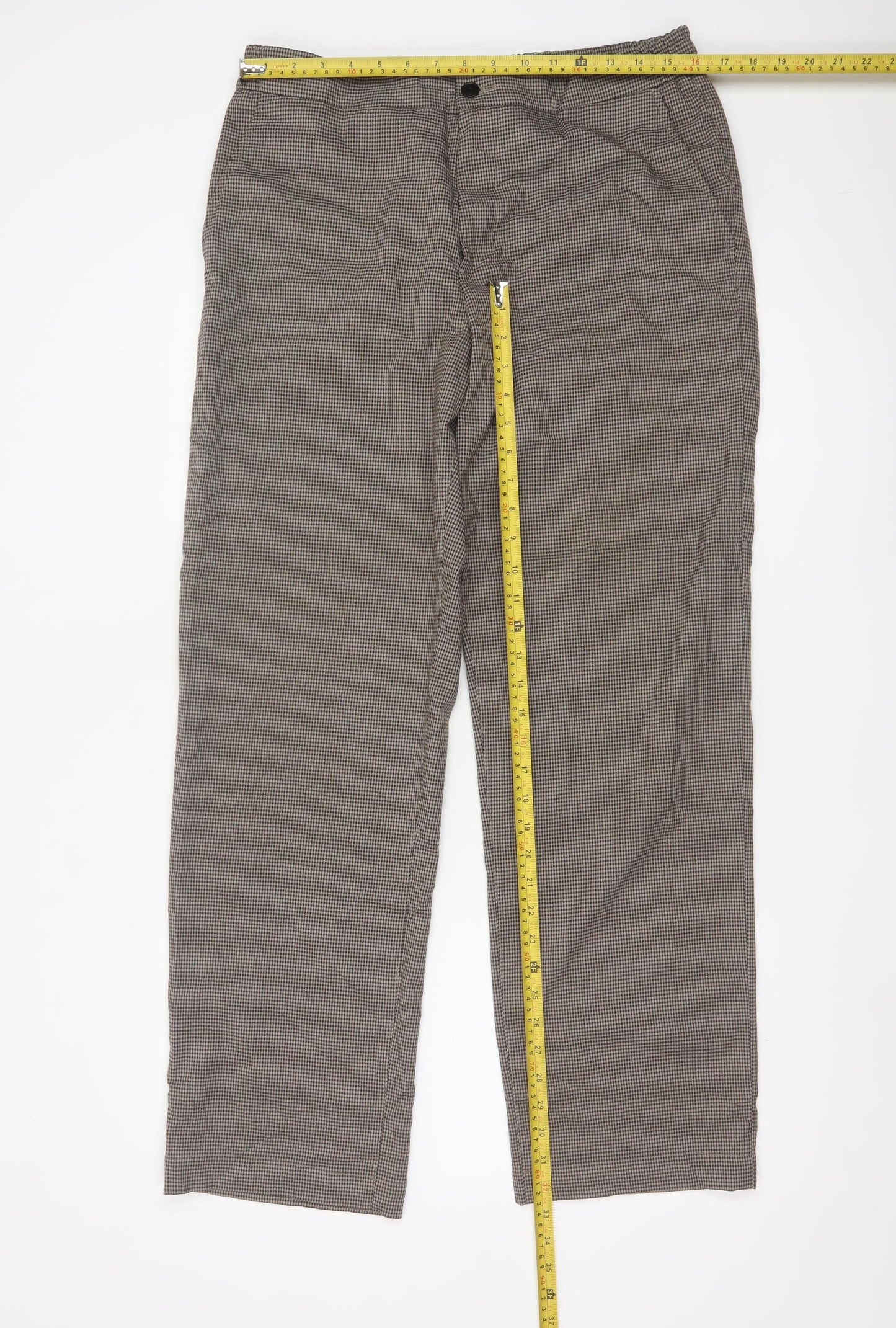 Ted Baker Men's Brown Check Chino Trousers 34R Straight Fit