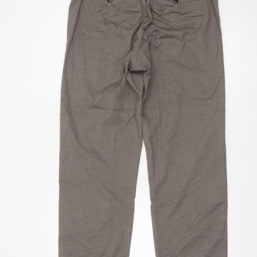 Ted Baker Men's Brown Check Chino Trousers 34R Straight Fit