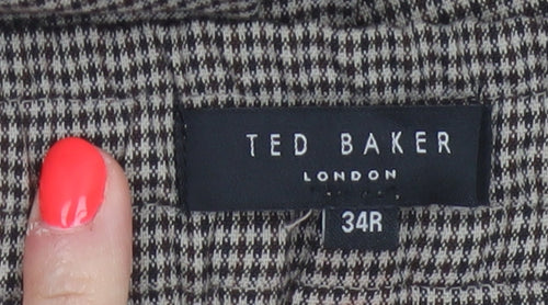 Ted Baker Men's Brown Check Chino Trousers 34R Straight Fit