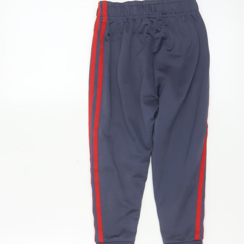 Adidas Boys Blue Jogger Trousers 4-5 Years Elastic Waist 3-Stripes