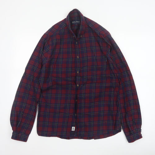 Shore Leave Men's Red Plaid Button-Up Cotton Flannel Shirt M