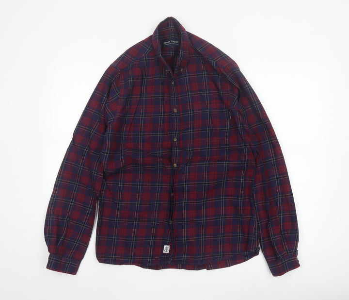 Shore Leave Men's Red Plaid Button-Up Cotton Flannel Shirt M