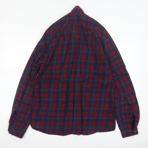 Shore Leave Men's Red Plaid Button-Up Cotton Flannel Shirt M