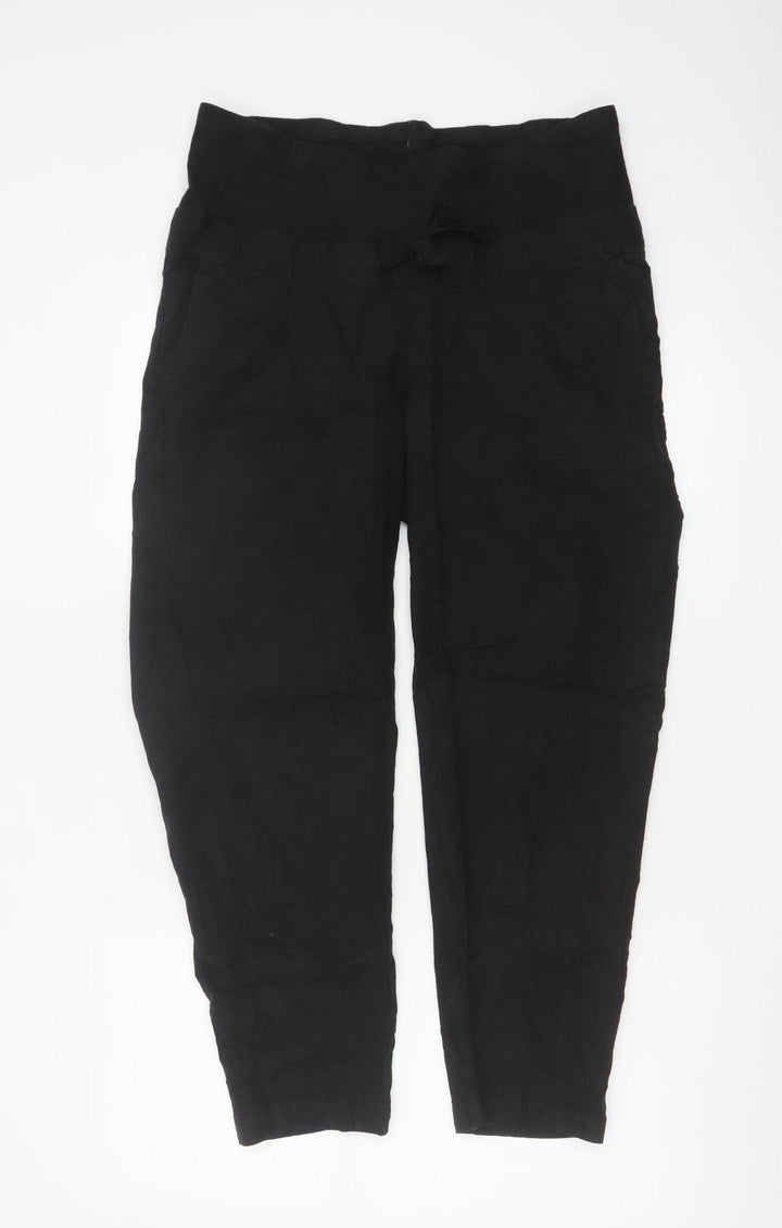 H&M Mama Black Linen Blend Maternity Trousers Size S