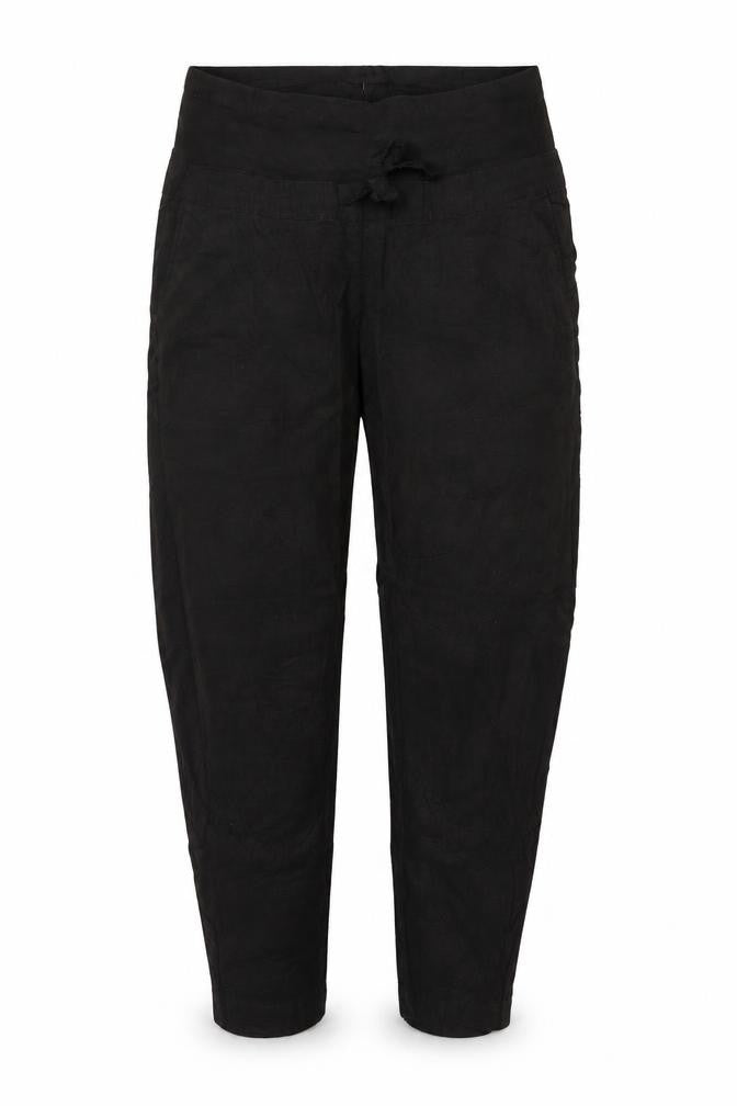 Front view of H&M Mama Black Linen Blend Maternity Trousers, size S