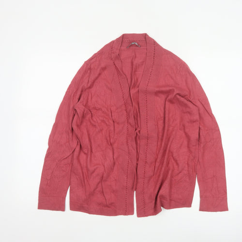 Laura Ashley Women’s Red Open Front Cardigan UK 12 Long Sleeve Knit