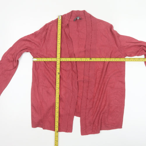 Laura Ashley Women’s Red Open Front Cardigan UK 12 Long Sleeve Knit
