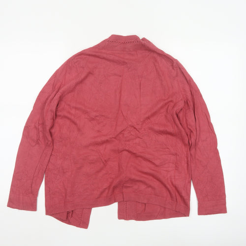 Laura Ashley Women’s Red Open Front Cardigan UK 12 Long Sleeve Knit