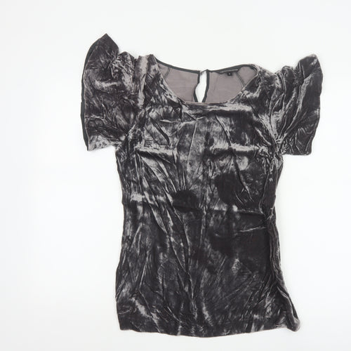 Marks and Spencer Women’s Grey Velvet Puff Sleeve Blouse Size 8
