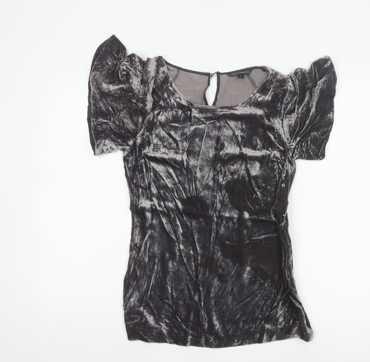 Marks and Spencer Women’s Grey Velvet Puff Sleeve Blouse Size 8