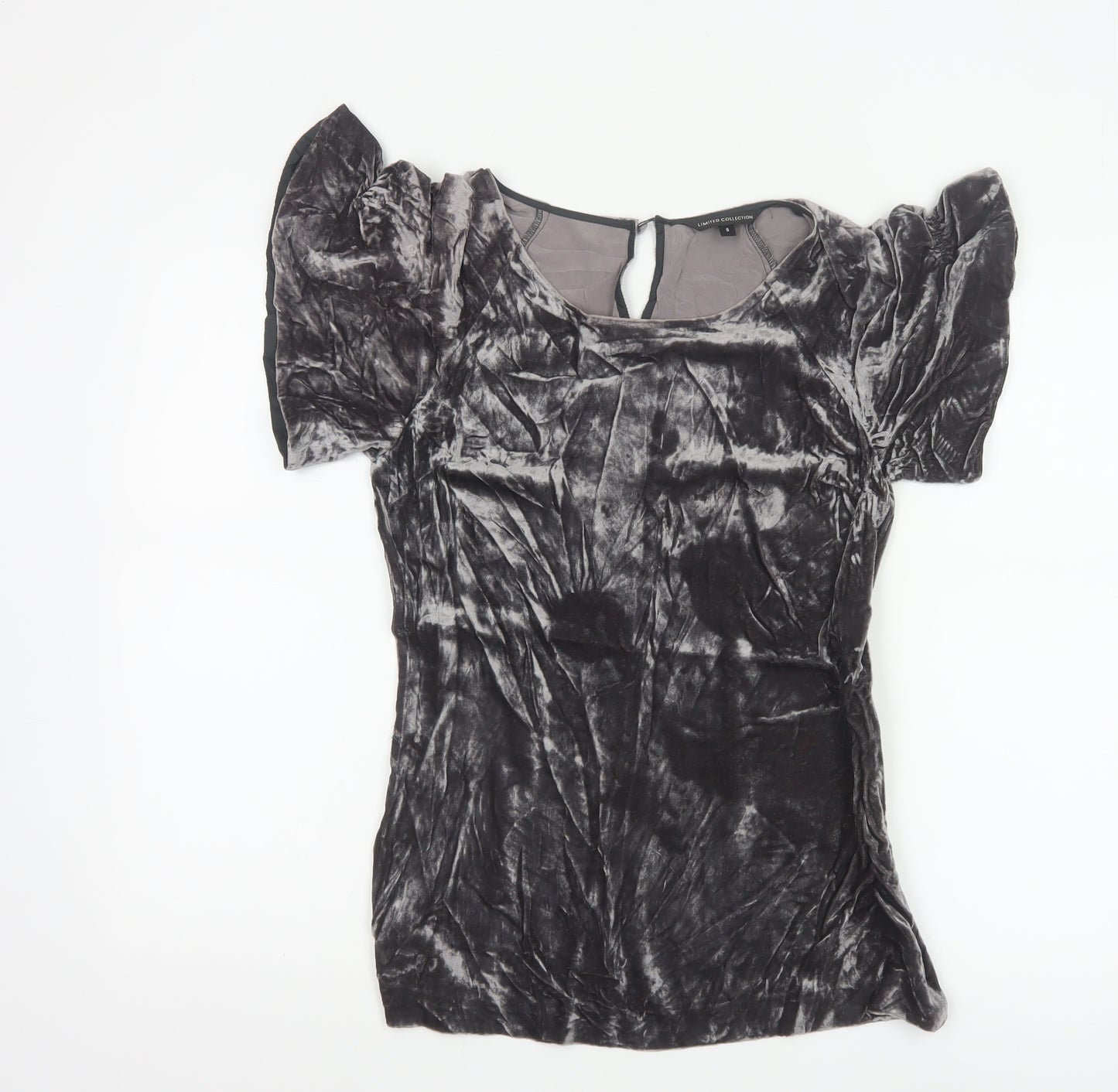 Marks and Spencer Women’s Grey Velvet Puff Sleeve Blouse Size 8