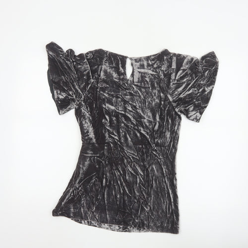 Marks and Spencer Women’s Grey Velvet Puff Sleeve Blouse Size 8