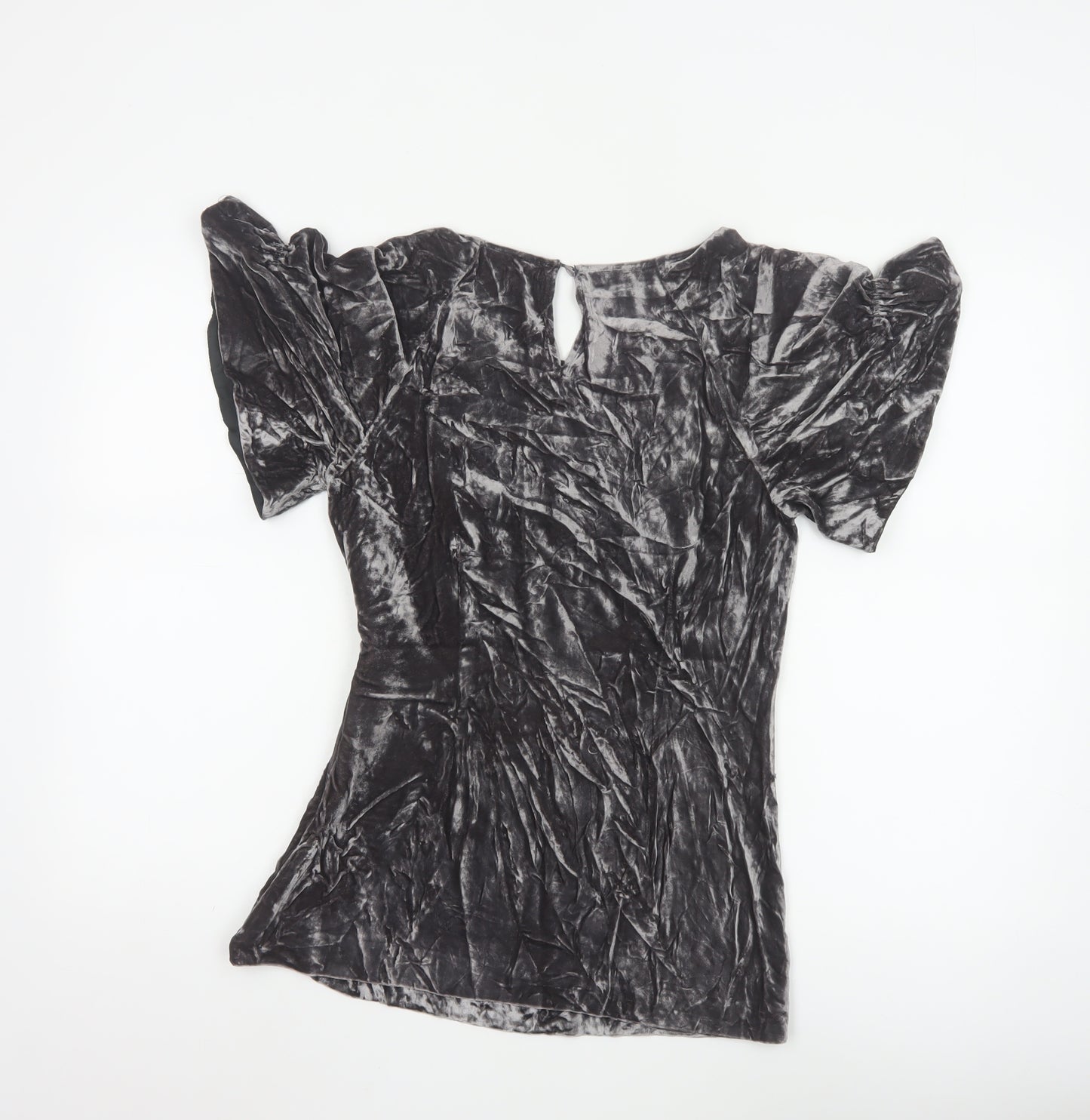 Marks and Spencer Women’s Grey Velvet Puff Sleeve Blouse Size 8
