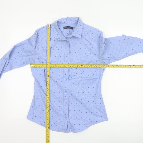 Marks and Spencer Women's Blue Polka Dot Button-Up Shirt UK 10