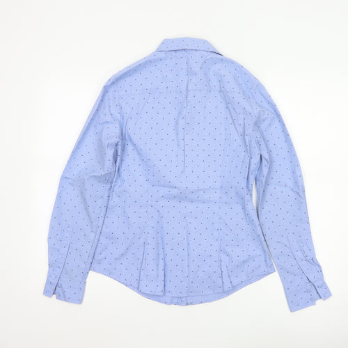 Marks and Spencer Women's Blue Polka Dot Button-Up Shirt UK 10