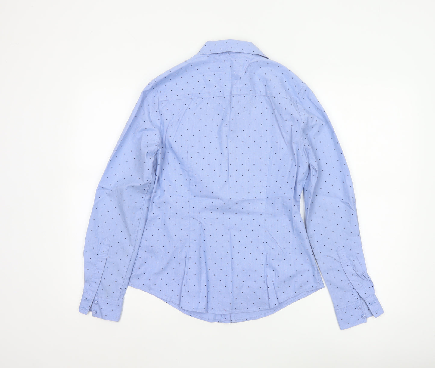 Marks and Spencer Women's Blue Polka Dot Button-Up Shirt UK 10