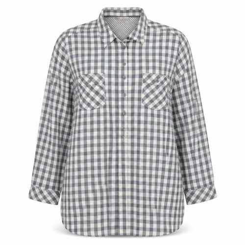 Marks and Spencer Women's Grey Check Cotton Long Sleeve Shirt UK 24