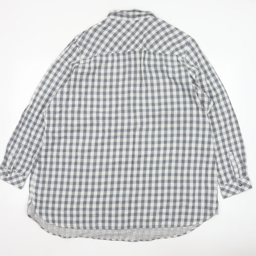 Marks and Spencer Women's Grey Check Cotton Long Sleeve Shirt UK 24