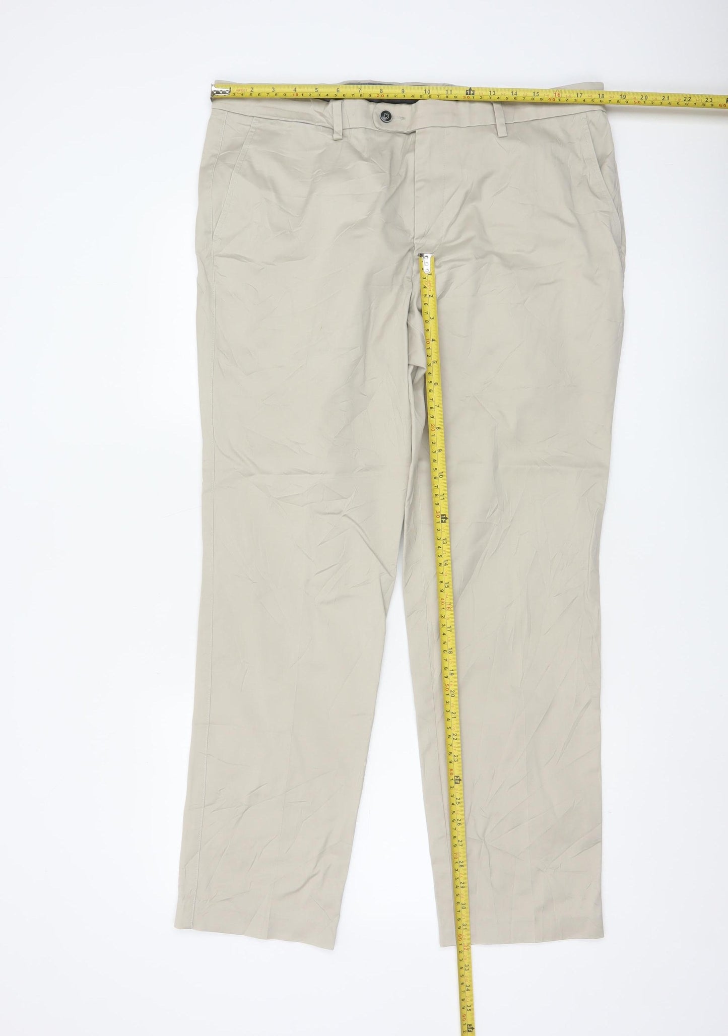 Marks and Spencer Men's Beige Chino Trousers Slim Fit 36W 31L
