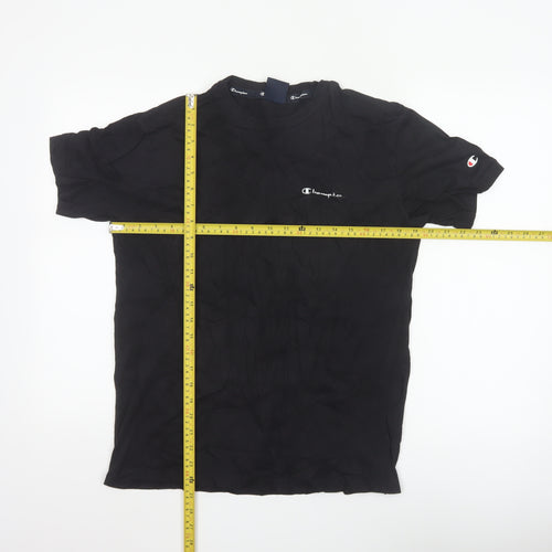 Champion Men's Black Small Crew Neck Cotton Sports T-Shirt