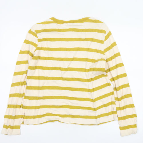 Marks and Spencer Women’s Yellow Striped Long Sleeve Cotton T-Shirt Size 10