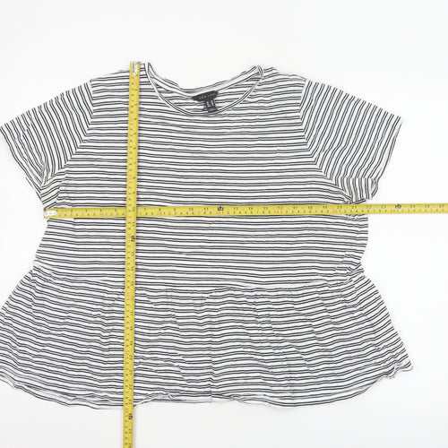 New Look Women's White Striped Peplum Cotton T-Shirt UK 18