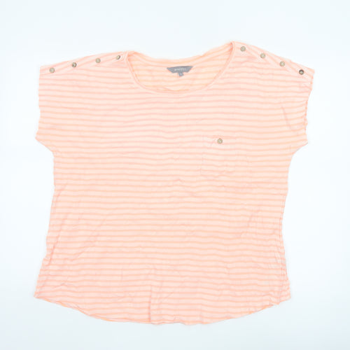 Principles Women's Orange Striped Cotton Blend Short Sleeve T-Shirt Size 16