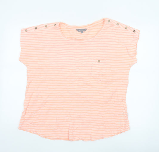 Principles Women's Orange Striped Cotton Blend Short Sleeve T-Shirt Size 16