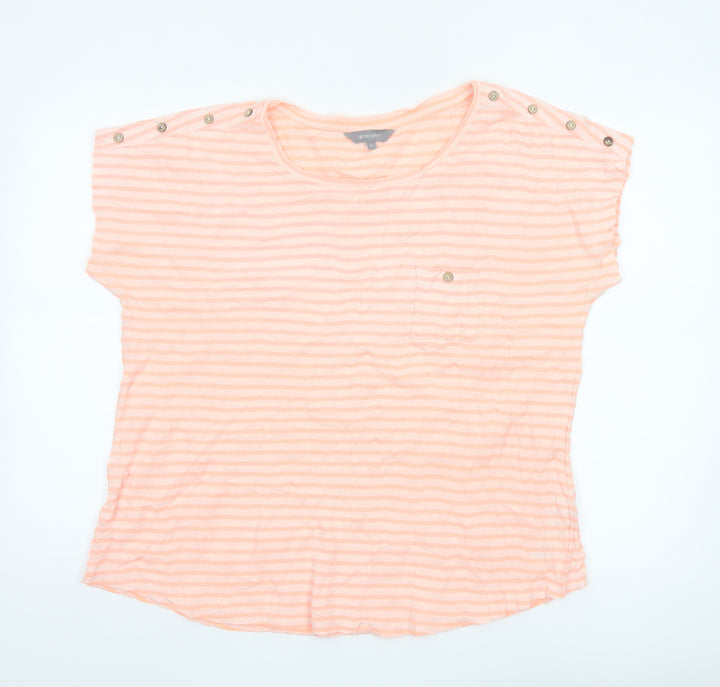 Principles Women's Orange Striped Cotton Blend Short Sleeve T-Shirt Size 16