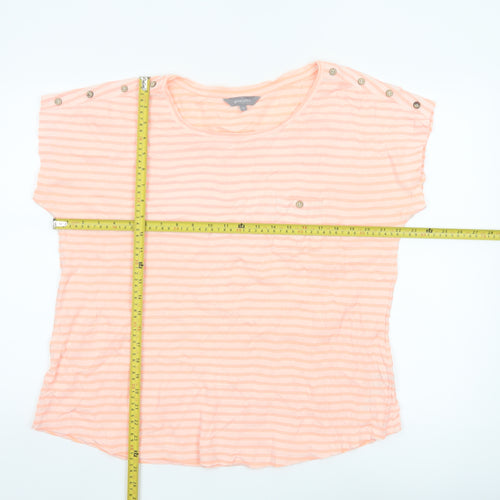 Principles Women's Orange Striped Cotton Blend Short Sleeve T-Shirt Size 16