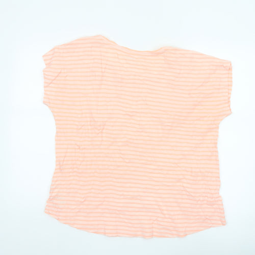 Principles Women's Orange Striped Cotton Blend Short Sleeve T-Shirt Size 16