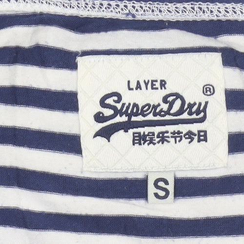 Superdry Women's Navy White Striped Boat Neck Top S