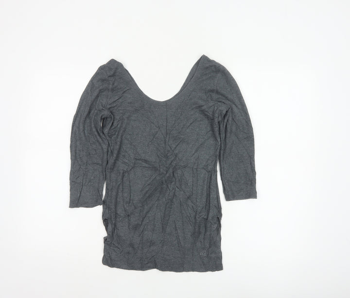 Jockey Womens Grey 3/4 Sleeve Cotton Blend Thermal Top M