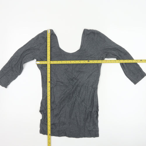 Jockey Womens Grey 3/4 Sleeve Cotton Blend Thermal Top M