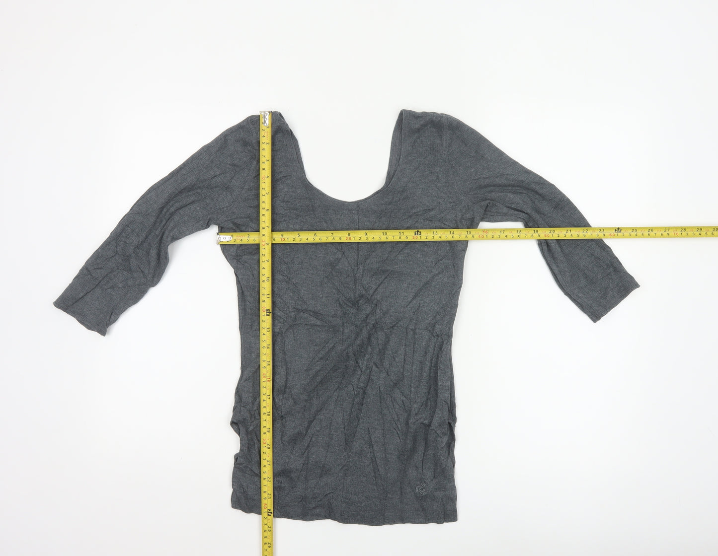 Jockey Womens Grey 3/4 Sleeve Cotton Blend Thermal Top M