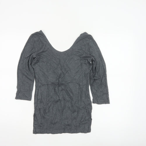 Jockey Womens Grey 3/4 Sleeve Cotton Blend Thermal Top M