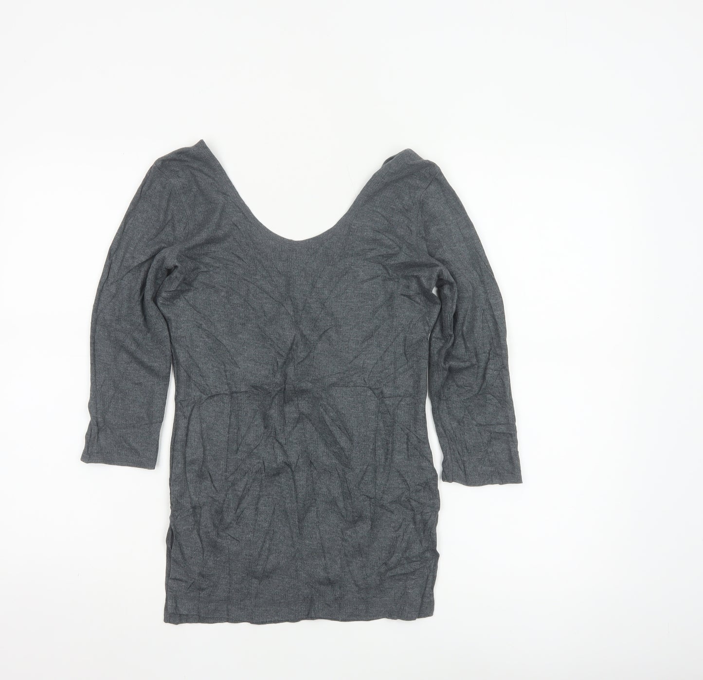 Jockey Womens Grey 3/4 Sleeve Cotton Blend Thermal Top M