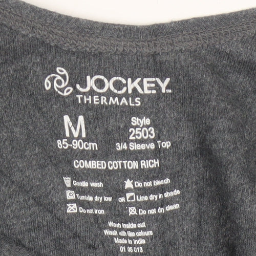 Jockey Womens Grey 3/4 Sleeve Cotton Blend Thermal Top M