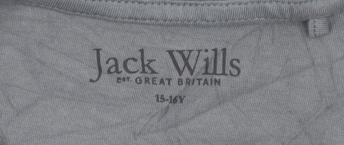 Jack Wills Boys Grey Crew Neck Cotton T-Shirt 15-16 Years Casual Logo