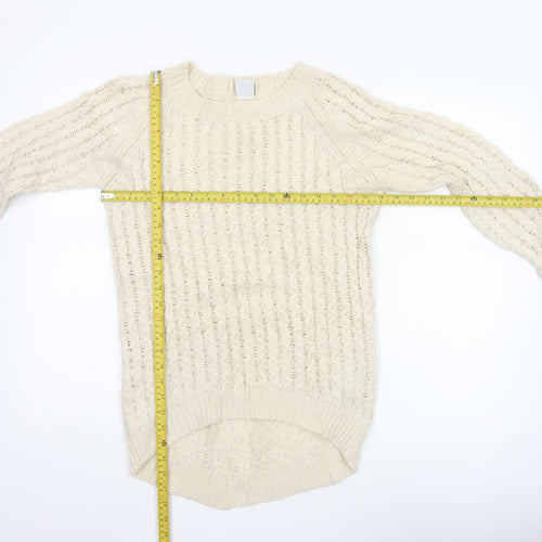 Vero Moda Women Beige Knit Long Sleeve Basic Pullover Sweater S